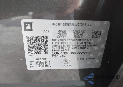2019 GMC Acadia Denali из США, поврежденный, VIN 1GKKNXLS0KZ276889
